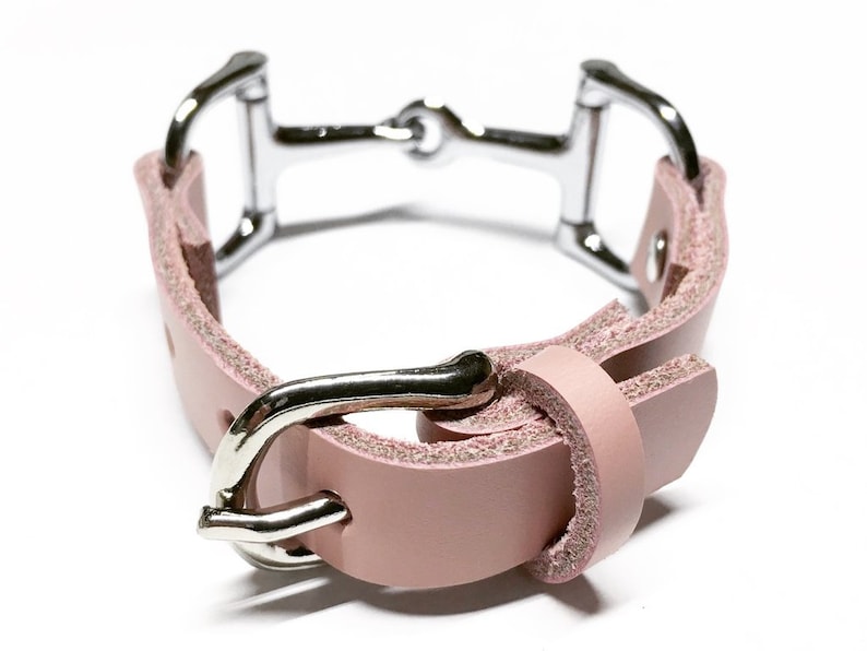 Soft Pink Equestrian Bracelet, Horse Bracelet, Silver Snaffle Bracelet, Snaffle Bit Bracelet, Gift For Her image 2