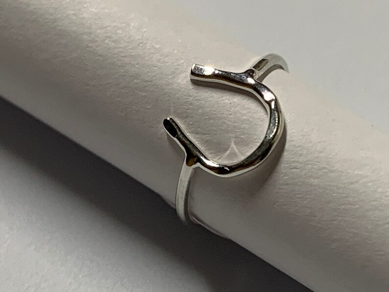 Horseshoe Ring Hammered in Sterling .925 Silver image 6
