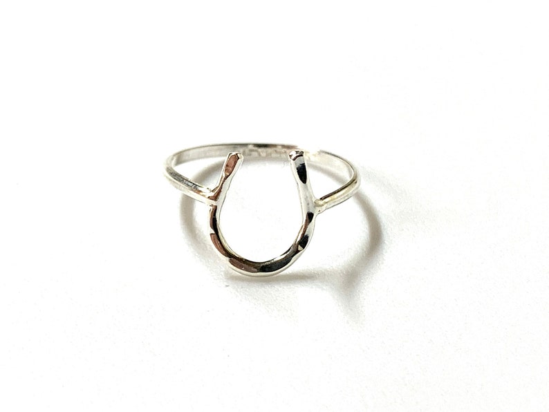 Horseshoe Ring Hammered in Sterling .925 Silver image 1