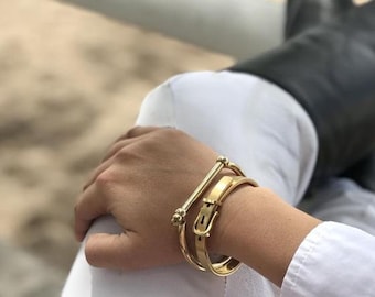 Horseshoe Cuff, Stainless Steel Bangle, Equestrian Style