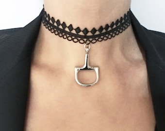 Snaffle Choker Necklace, equestrian jewelry, english riding necklace, English snaffle jewelry, horse necklace