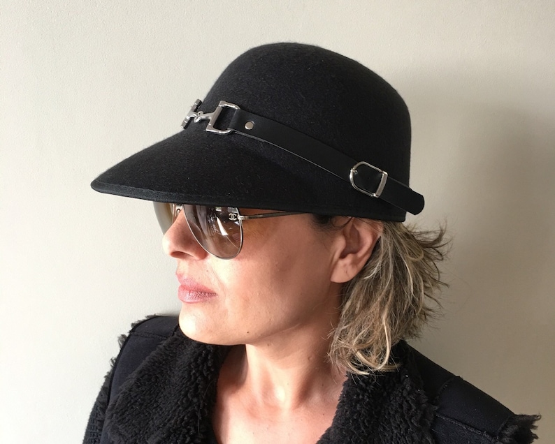 New equestrian visor horseman hat fashion cap with the button Etsy