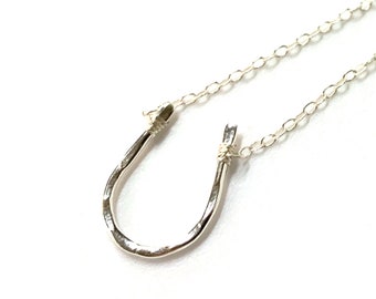 Large Horseshoe Necklace - Hammered in Sterling .925 Silver