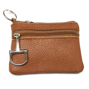 Credit Card Holder, Leather Coin Purse Pouch, featuring Horse Stirrup or Snaffle Bit Charm image 6