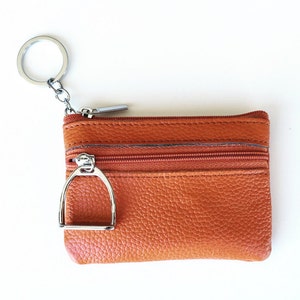 Credit Card Holder, Leather Coin Purse Pouch, featuring Horse Stirrup or Snaffle Bit Charm zdjęcie 3