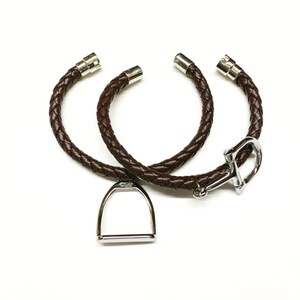 Braided Leather and Stirrup or Snaffle Charm Bracelet, Equestrian Gifts image 5
