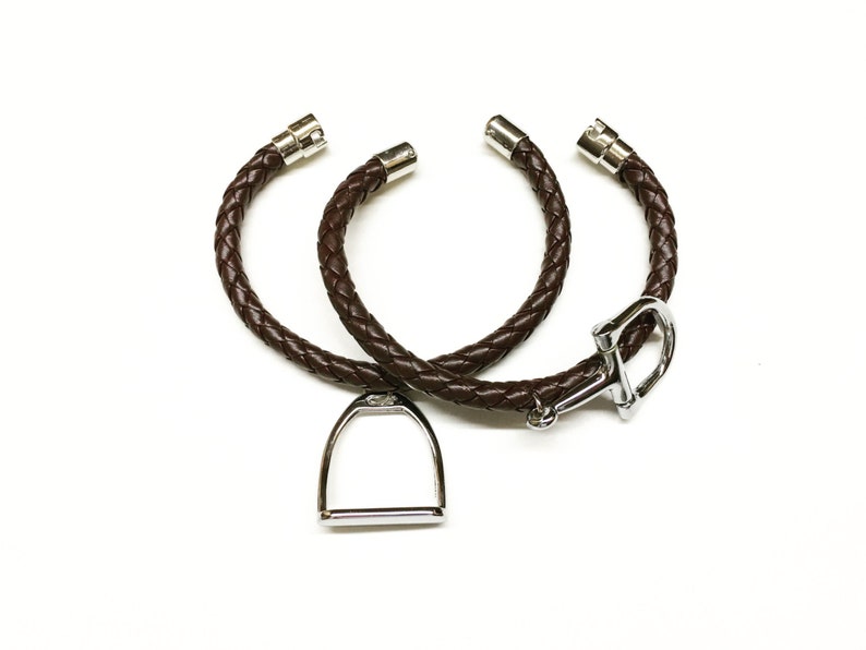 Braided Leather and Stirrup or Snaffle Charm Bracelet, Equestrian Gifts image 5