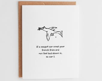 French Fry Thief, Funny Couple Card, Hand Drawn Anniversary Card #135