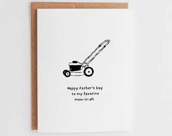 Funny Father's Day Card - Favorite Mow It All Greeting Card, Cute Lawn Mower Art, Hilarious Dad Joke Card, Lawn Care Enthusiast Gift #029