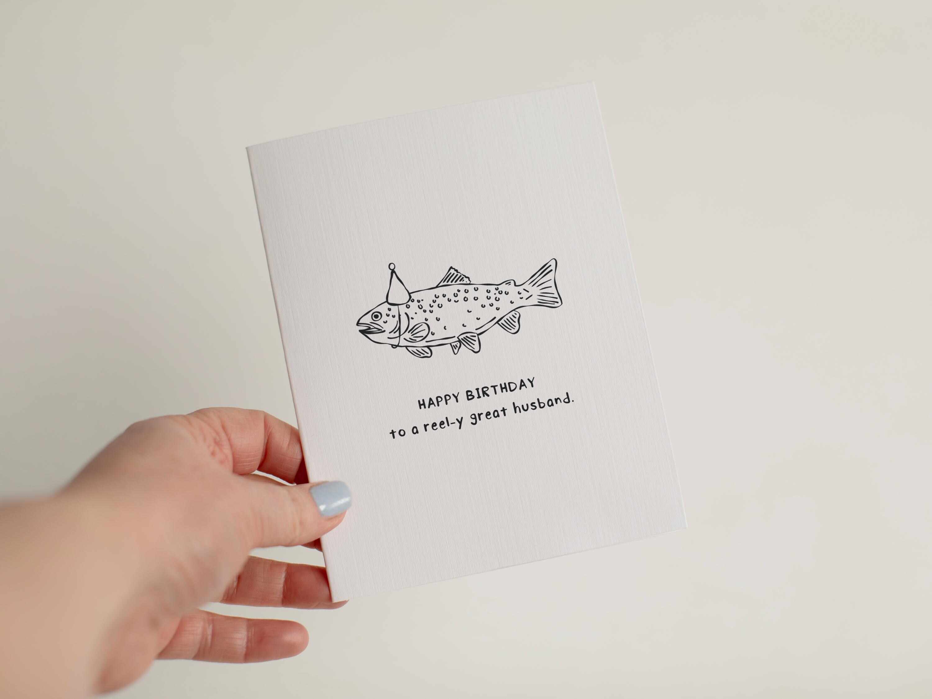 Funny Fishing Birthday Card for Husband, Reel-y Great Husband Card ...