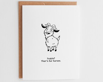 Funny Goat Birthday Card, Chaos Goat Greeting Card, Humorous Mental Health Card, Just Because Friend Card #139