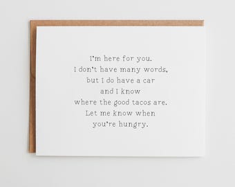 Funny Sympathy Card for Friend, Thinking of You Taco Card, Relatable Grief Support Card, Support Gift #111