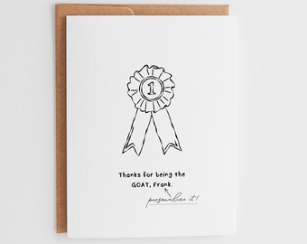 Personalized GOAT Thank You Card, Custom Name G.O.A.T. Ribbon Card, Funny Best Friend Gift, Custom Appreciation Card for Him or Her #100