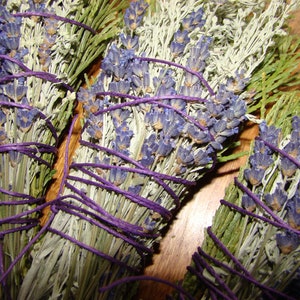 Smudge Bundle, Cedar, Sage and Lavender , Hemp Twine, Smudge Stick