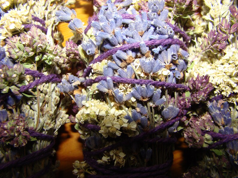 Smudge Bundle Sage Marjoram Yarrow and Lavender cotton Etsy