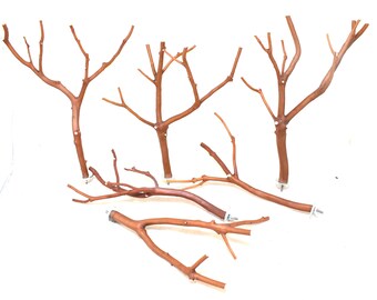 Manzanita Bird Perches - Natural Wood, Set of Six *  10" to 12" Long 1/2" to 1/8"