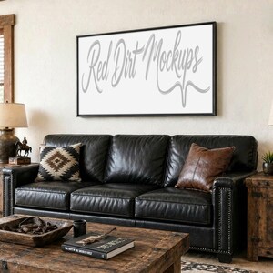 Western Panorama Mockup, Rustik Canvas Float Frame PSD JPG
