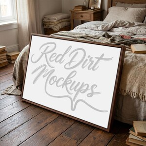 Modern Farmhouse Canvas Mockup, Western Rustic Angled Float Frame 3:2 PSD JPG