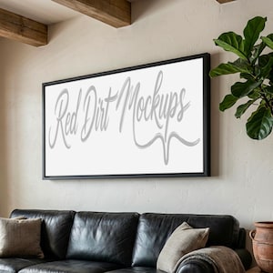 Western Canvas 2:1 Panoramic Mockup - Digital Download - Rustic Panorama Mock Up - Horizontal Float Framed Floater Canvas PSD JPG