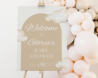 Little Piece of Heaven Baby Shower Welcome Sign Template, Cloud 9 Sprinkle, Dreamy Theme Poster,  Gender Neutral, Editable Digital Download