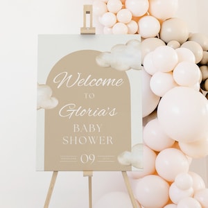 Little Piece of Heaven Baby Shower Welcome Sign Template, Cloud 9 Sprinkle, Dreamy Theme Poster,  Gender Neutral, Editable Digital Download