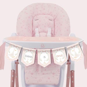 Silly Goose Birthday High Chair Banner Template, One Silly Goose Theme, Editable Cards, Pink Gingham HighChair Sign, Spearhead Garland Decor