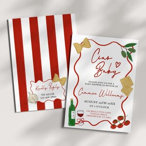 Ciao Baby Shower Invitation Template, Editable Invite, Ciao Bambino, Italy Coastal Theme, Hand Drawn Italian Summer Baby Shower, Pasta Wine