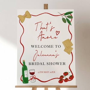 Thats Amore Bridal Shower Welcome Poster Template, Editable Sign Template, Italy Coastal Theme, Italian Summer Wedding Shower, Pasta Wine