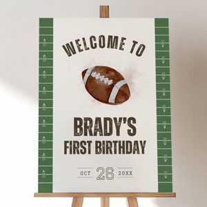 First Year Down Birthday Welcome Sign, Editable Template, American Football Theme, First Down Birthday Party, Boy 1st Party Poster
