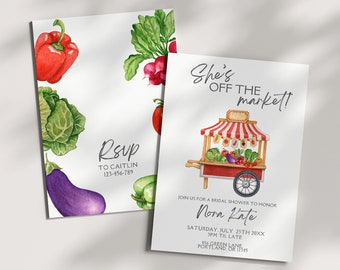 Fresh Off The Market Bridal Shower Invitation Template, Farmer Market Theme, Editable Invite, Wedding Shower, Bachelorette Hen Party