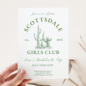 Scottsdale Before the Veil Bachelorette Invitation Itinerary, Editable Template, Cactus Theme, Desert Hen Party Invite, Arizona Girls Trip