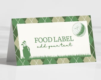 Golf Birthday Food Tents Editable Template, Buffet Food Cards, Folded and Flat Food Labels, Party Decor, Hole in One Theme, Lets Par-Tee