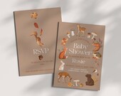 Forest Animal Baby Shower Invitation Template, Rustic Fall Sprinkle, Woodland Creatures Theme, Gender Neutral, Editable Invite