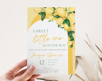 Sweet Little One Baby Shower Invitation Template, Positano Lemon Sprinkle, Citrus Invite, Gender Neutral Invite, Editable Digital Download