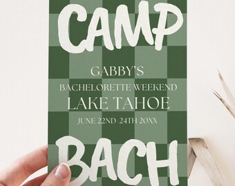 Camp Bach Invitation Template, Camping Bachelorette Theme, Hiking Theme, Girls Trip Itinerary, Editable Invite, Cabin Bachelorette Weekend
