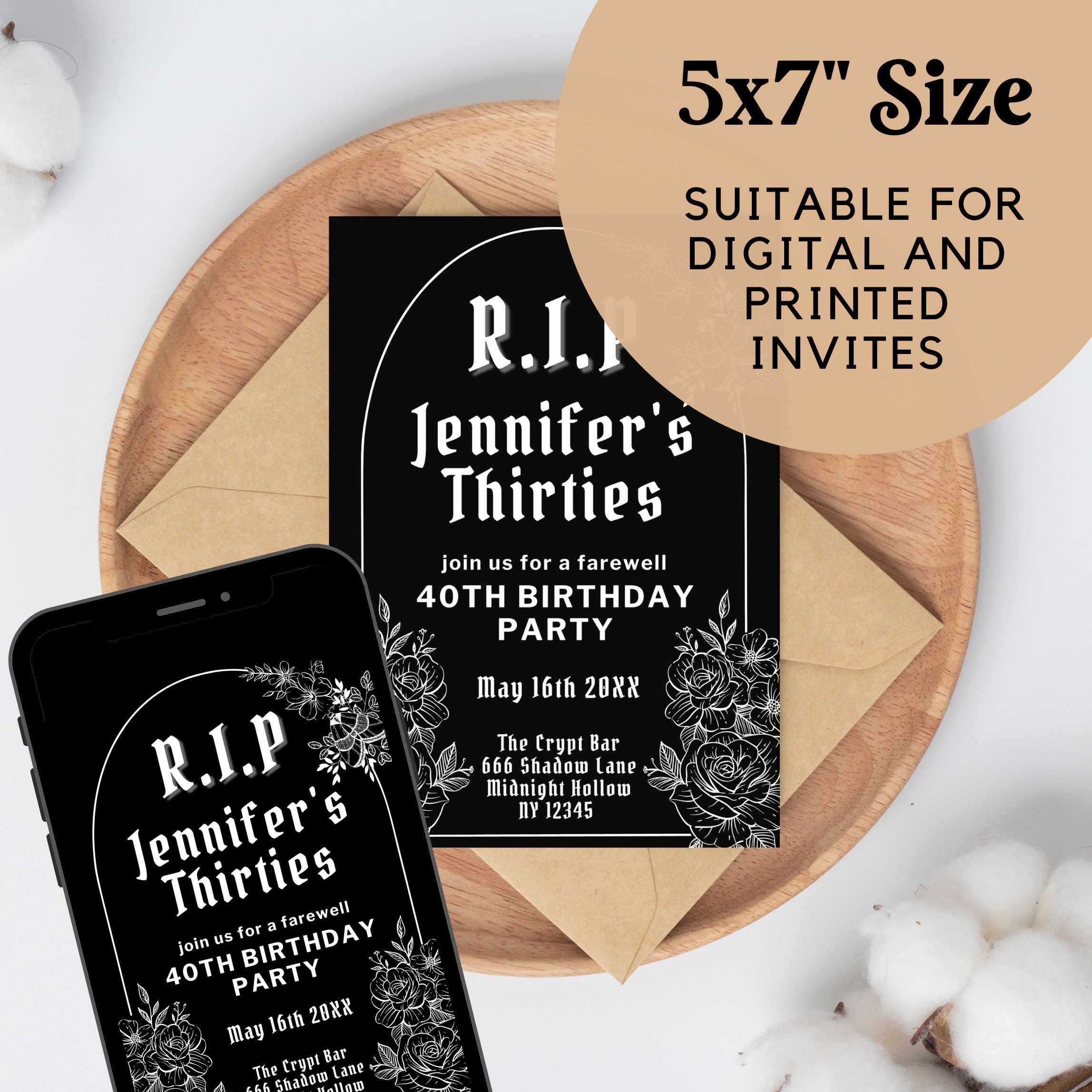 RIP Thirties 40th Birthday Invitation Template, RIP 30s, Death to My RIP Thirties 40th Birthday Invitation Template, RIP 30s, Death to My
