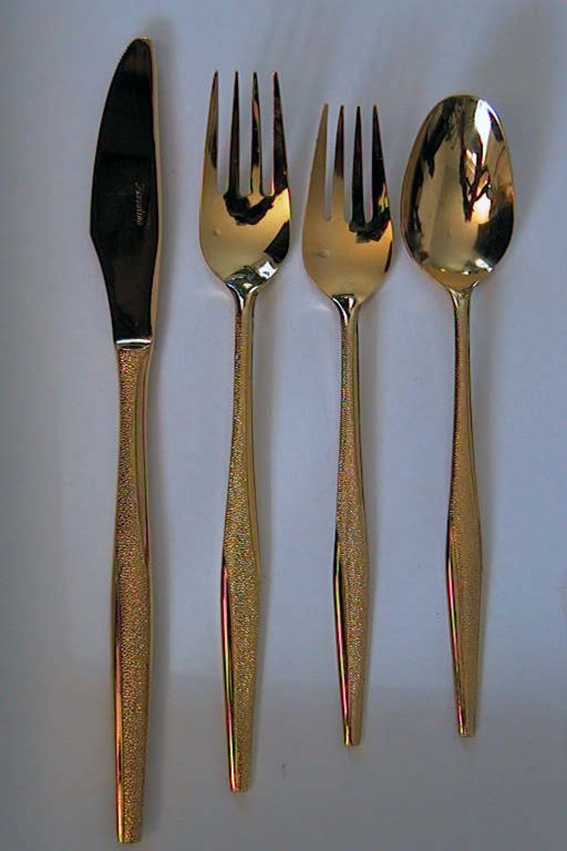 FLORENTINE 14K Gold Plated FLATWARE 32 Pieces Circa 1958 from Etsy