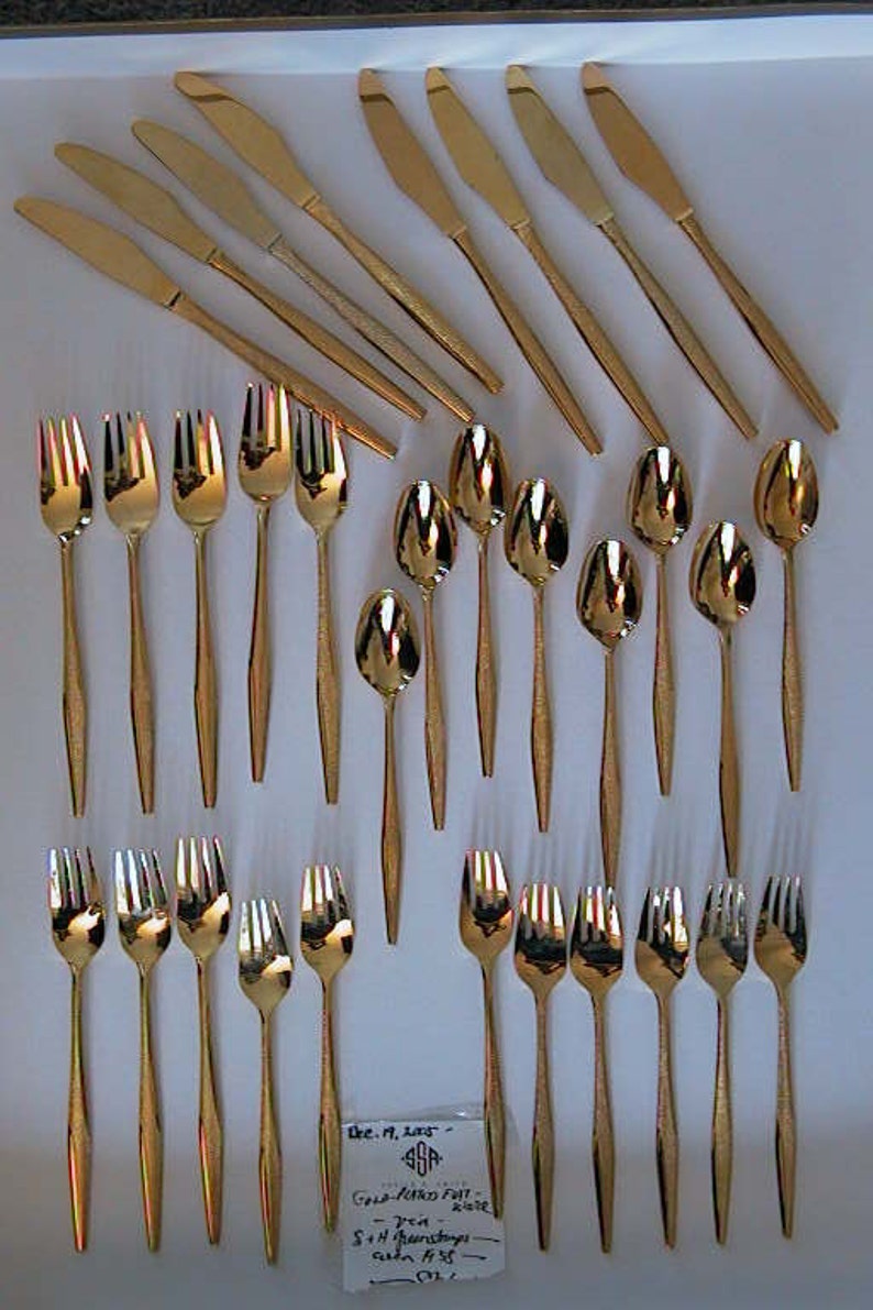 FLORENTINE 14K Gold Plated FLATWARE 32 Pieces Circa 1958 from Etsy