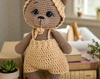 Handmade Crochet Teddy Bear, Amigurumi Bear Toy, Baby Gift, Newborn Present, Nursery Decor