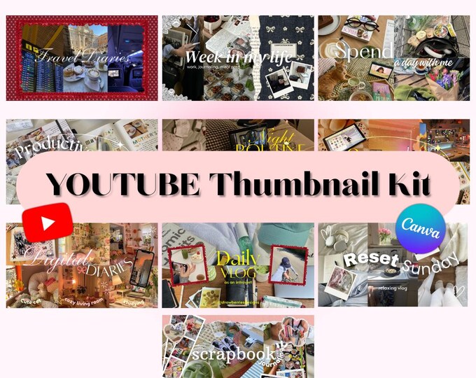 Youtube Thumbnail Template Kit | Canva Free Friendly | Thumbnails | 10 ...