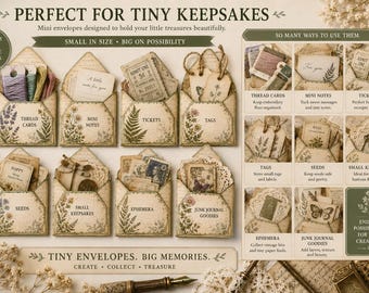 Mini Botanical Envelopes Printable Kit | Vintage Greenhouse Junk Journal Ephemera (PDF)