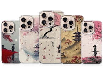Custodia per telefono giapponese con arte asiatica, cover giapponese per iPhone 17 Pro Max, 16e, 15, 14, 13 e Samsung S26 Ultra, S25 FE, A57, A56, Pixel 10, 9A