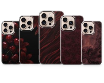 Custodia per telefono bordeaux, rosso scuro, marrone per iPhone 17 Pro Max, 16e, 15, 14, 13 e Samsung S26 Ultra, S25 FE, A57, A56, Pixel 10, 9A