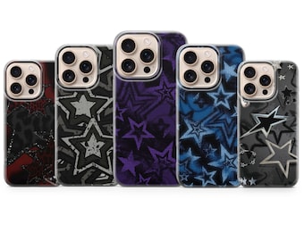 Custodia per telefono Grunge Star Y2K Gothic Stars Cover per iPhone 17 Pro Max, 16e, 15, 14, 13 e Samsung S26 Ultra, S25 FE, A57, A56, Pixel 10, 9A