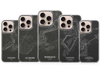 Custodia per telefono Formula Track Racing F1 Competition per iPhone 16, 15, 14, 13, 12, Samsung S25, S24, S23FE, S22, A16, A26, A56, Pixel 9Pro, 8A, 7