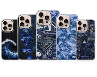 Custodia per telefono blu navy, cover blu navy estetica per iPhone 17 Pro Max, 16e, 15, 14, 13 e Samsung S26 Ultra, S25 FE, A57, A56, Pixel 10, 9A