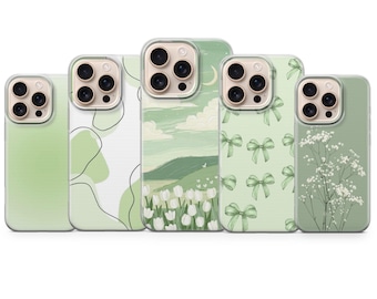 Custodia per telefono minimalista verde menta per iPhone 17 Pro Max, 16e, 15, 14, 13 e Samsung S26 Ultra, S25 FE, A57, A56, Pixel 10, 9A