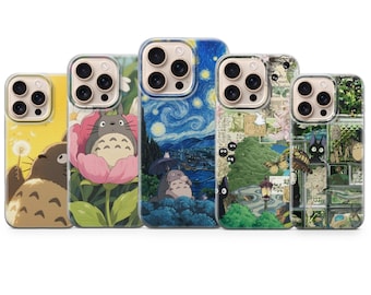 Custodia per telefono Studio Ghibli Kawaii Totoro Anime Cover per iPhone17 Pro Max, 16e, 15, 14, 13 e Samsung S26 Ultra, S25 FE, A57, A56, Pixel 10, 9A