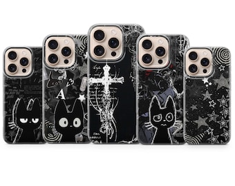Custodia per telefono gotica Grunge Star Y2K Emo Cover per iPhone 17 Pro Max, 16e, 15, 14, 13 e Samsung S26 Ultra, S25 FE, A57, A56, Pixel 10, 9A