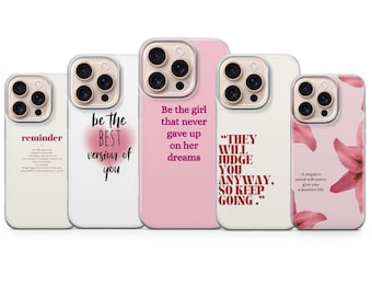 Custodia per telefono con citazione positiva, custodia ispiratrice per iPhone 17 Pro Max, 16e, 15, 14, 13 e Samsung S26 Ultra, S25 FE, A57, A56, Pixel 10, 9A